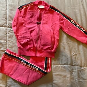 Moncler Pink zip up jacket and track pants set